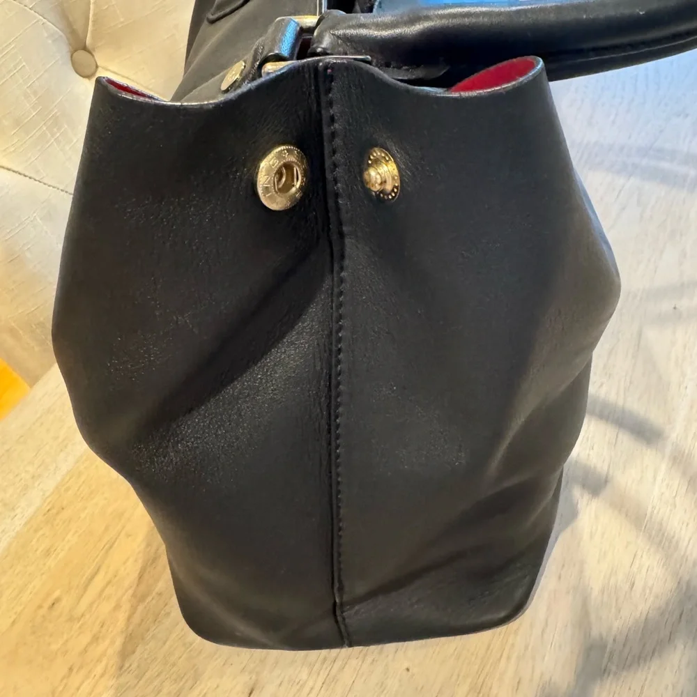 DIANE VON FURSTENBERG Leather Tote – Black with Red interior/gold tone hardware - Picture 7 of 15